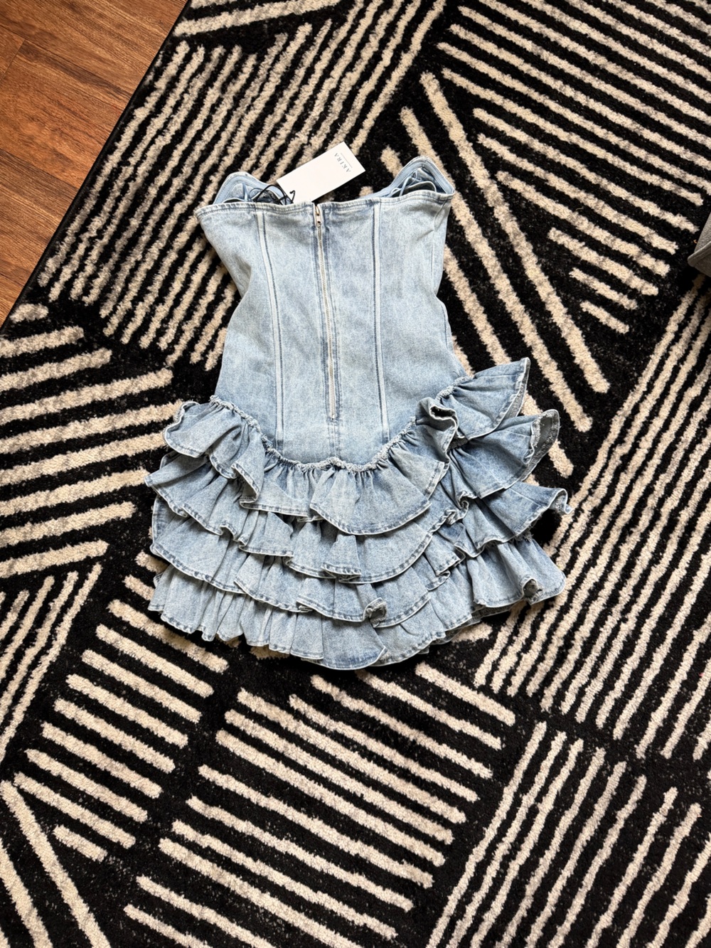 Denim Ruffled Mini Dress - Picture 4 of 4